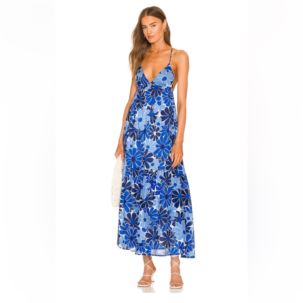 Faithfull the Brand Blue Floral Midi Dress